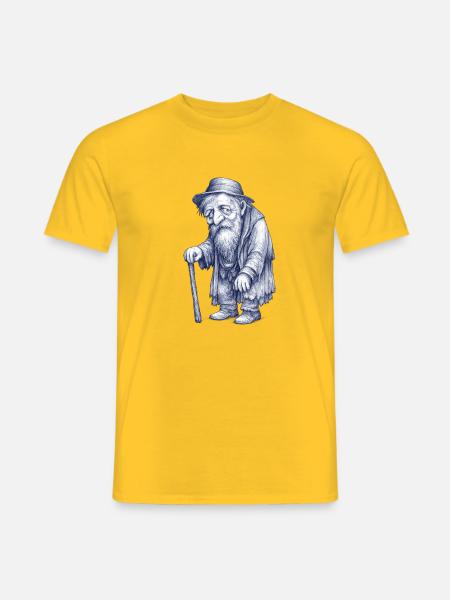 Old man hiker with cane - Men's T-Shirt - yellow