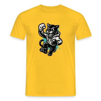 Chat Combattant en Sweat à Capuche - T-shirt homme - jaune - Devant - AI Model Male 178 dark (178cm)