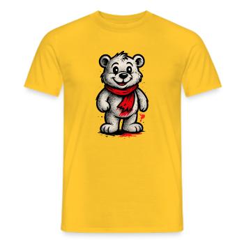 Ours en peaux avec écharpe rouge - T-shirt homme - jaune - Devant - AI Model Male 178 dark (178cm)