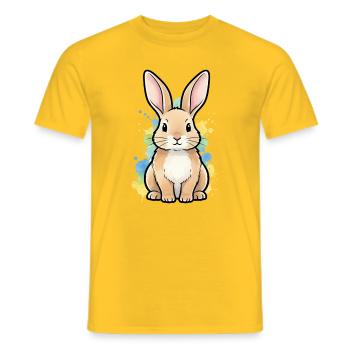 Hase Aquarell Wasserfarben Kunst - Männer T-Shirt - Gelb - Vorne - AI Model Male 178 dark (178cm)