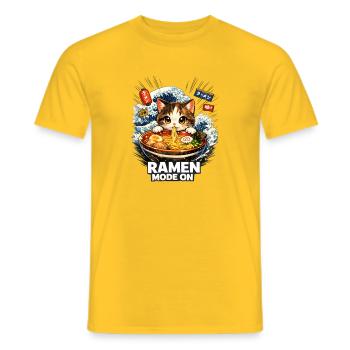 Kawaii Katzen Ramen Nudeln Japan Retro  - Männer T-Shirt - Gelb - Vorne - AI Model Male 178 dark (178cm)