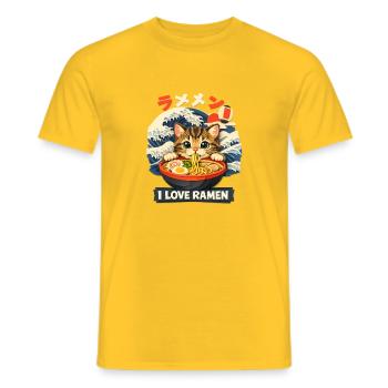 Affiche de Chat Mange des nouilles ramen - T-shirt homme - jaune - Devant - AI Model Male 178 dark (178cm)