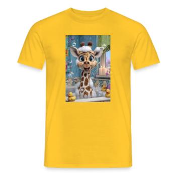 Bubble Bath Giraffe Charm - Men's T-Shirt - yellow - Front - AI Model Male 178 dark (178cm)
