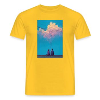 Sky Wires und zwei Figuren - Männer T-Shirt - Gelb - Vorne - AI Model Male 178 dark (178cm)