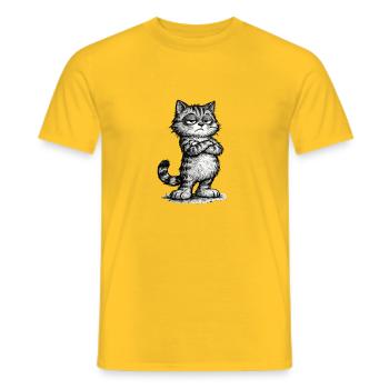 Grumpy Katze – Chef Vibes (Sketch Attitude) - Männer T-Shirt - Gelb - Vorne - AI Model Male 178 dark (178cm)