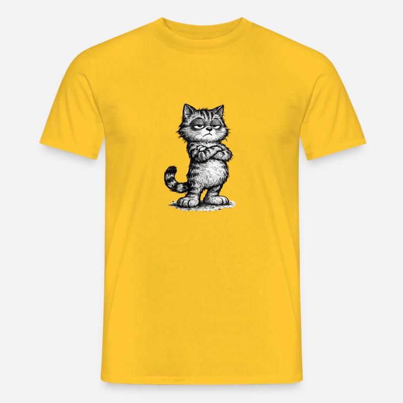 Grumpy Katze – Chef Vibes (Sketch Attitude) - Männer T-Shirt - Gelb