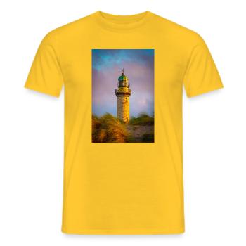 Phare de Warnemünde au coucher du soleil - T-shirt homme - jaune - Devant - AI Model Male 178 dark (178cm)