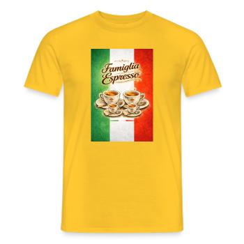 Famiglia Espresso Coffee Flag - T-shirt homme - jaune - Devant - AI Model Male 178 dark (178cm)