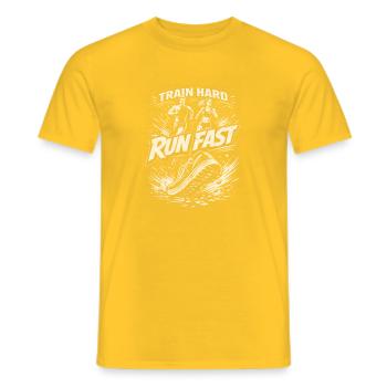 Train Hard Run Fast – Conception de la puissance - T-shirt homme - jaune - Devant - AI Model Male 178 dark (178cm)