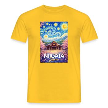 Niigata, Japon - T-shirt homme - jaune - Devant - AI Model Male 178 dark (178cm)