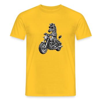 Zebra Motorcycle Rocker with Sunglasses - Men's T-Shirt - yellow - Front - AI Model Male 178 dark (178cm)