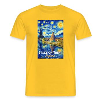 Stoke-on-Trent England Starry Town Riverside - Männer T-Shirt - Gelb - Vorne - AI Model Male 178 dark (178cm)