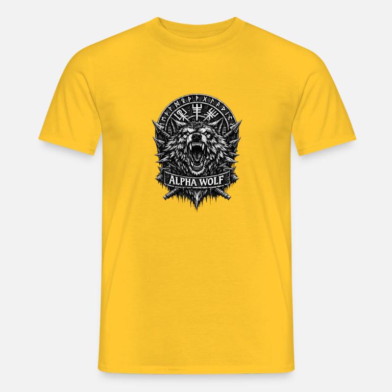 Alpha Wolf Runic Crest - Men’s T-shirt - yellow