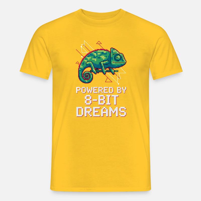 Powered 8-Bit Dreams – Pixel Chameleon - Men’s T-shirt - yellow