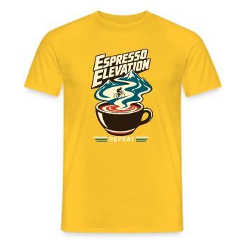 Road Cycling Espresso Elevation Mountain Climb Hum - Men's T-Shirt - yellow - Front - AI Model Male 178 dark (178cm)