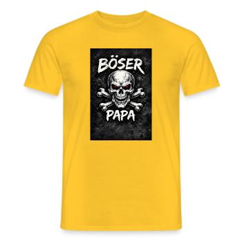 Böser Papa Schädel mit Knochen - Männer T-Shirt - Gelb - Vorne - AI Model Male 178 dark (178cm)