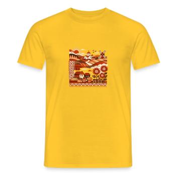 Souvenir de design de voyage en Serbie : vacances dans les Balkans - T-shirt homme - jaune - Devant - AI Model Male 178 dark (178cm)