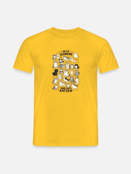 Katzenkolonie bunte Fellnasen Muster - Männer T-Shirt - Gelb