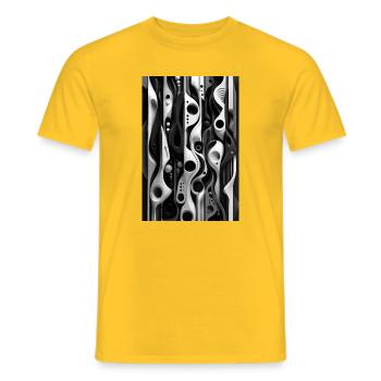 Mécanique abstraite Noir et Blanc - T-shirt homme - jaune - Devant - AI Model Male 178 dark (178cm)