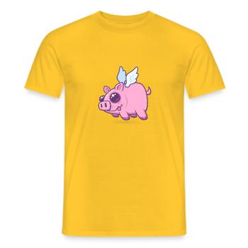 Flying Piggy Clouds - Men's T-Shirt - yellow - Front - AI Model Male 178 dark (178cm)