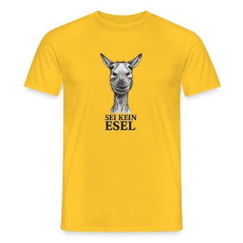Sei Kein Esel – Karikatur - Männer T-Shirt - Gelb - Vorne - AI Model Male 178 dark (178cm)