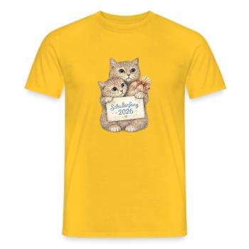 Kuschelkatzen Schulstart 2026 - Männer T-Shirt - Gelb - Vorne - AI Model Male 178 dark (178cm)
