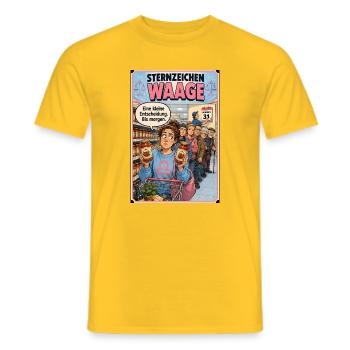 Sternzeichen Waage -  Humor für Unentschlossene - Männer T-Shirt - Gelb - Vorne - AI Model Male 178 dark (178cm)