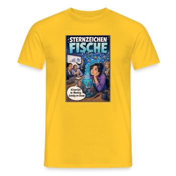 Sternzeichen Fische: Im Meeting, geistig im Ozean - Männer T-Shirt - Gelb - Vorne - AI Model Male 178 dark (178cm)