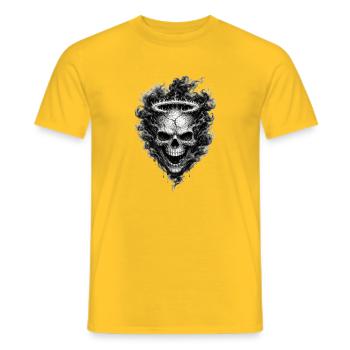 Schädel mit dunklem Rauch gotische Horror-Grafik - Männer T-Shirt - Gelb - Vorne - AI Model Male 178 dark (178cm)
