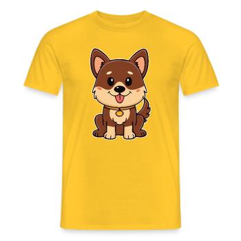Kleines rotbraunes Hündchen (Comic) - Männer T-Shirt - Gelb - Vorne - AI Model Male 178 dark (178cm)