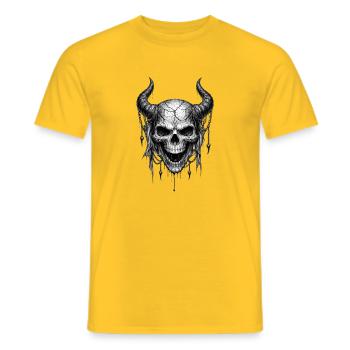 Horned Skull Gothic Horror-Grafik - Männer T-Shirt - Gelb - Vorne - AI Model Male 178 dark (178cm)