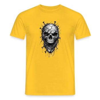 Skull With Nails Gothic Horror Grafik - Männer T-Shirt - Gelb - Vorne - AI Model Male 178 dark (178cm)