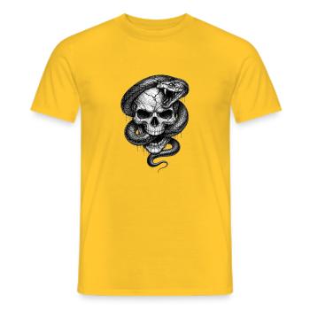 Skull With Snake Gothic Horror Graphic - Men's T-Shirt - yellow - Front - AI Model Male 178 dark (178cm)