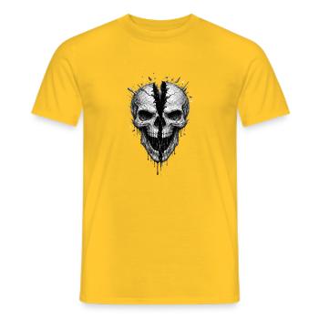 Split Skull Gothic Horror-Grafik - Männer T-Shirt - Gelb - Vorne - AI Model Male 178 dark (178cm)