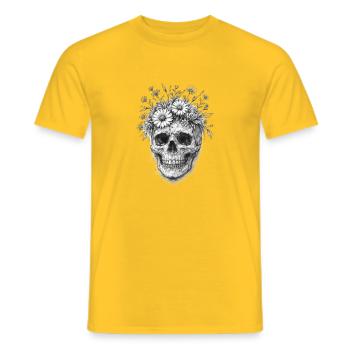 Floral Skull Gothic Grafik - Männer T-Shirt - Gelb - Vorne - AI Model Male 178 dark (178cm)