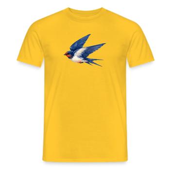 Water-coloured blue swallow - Men's T-Shirt - yellow - Front - AI Model Male 178 dark (178cm)
