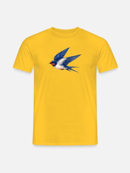 Water-coloured blue swallow - Men's T-Shirt - yellow