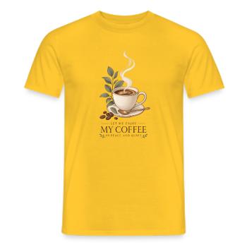 Laissez-moi profiter de mon café en paix et en silence - T-shirt homme - jaune - Devant - AI Model Male 178 dark (178cm)
