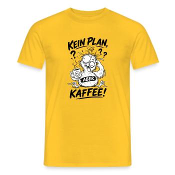 Kein Plan aber Kaffee - Männer T-Shirt - Gelb - Vorne - AI Model Male 178 dark (178cm)