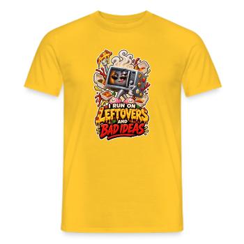 I Run On Leftovers And Bad Ideas Comic Mikrowelle - Männer T-Shirt - Gelb - Vorne - AI Model Male 178 dark (178cm)