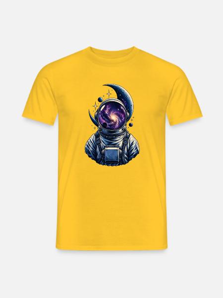 Astronaut mit Galaxie-Helm - Männer T-Shirt - Gelb