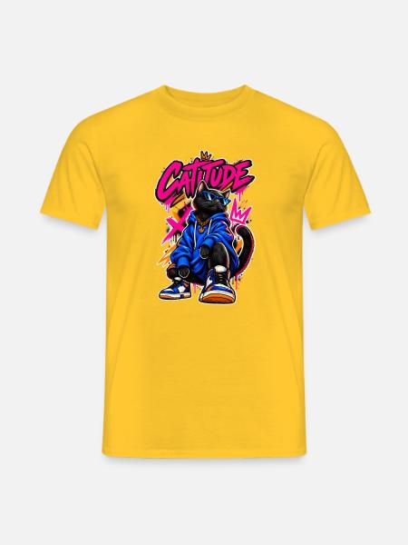 Catitude - Männer T-Shirt - Gelb