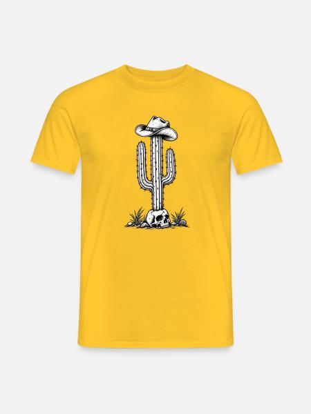 Kaktus-Cowboy – Western- und Wüstengeist - Männer T-Shirt - Gelb