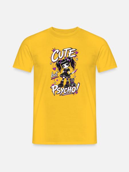 Süßes Psycho Gothic Motiv Cute but psycho Kawaii - Männer T-Shirt - Gelb