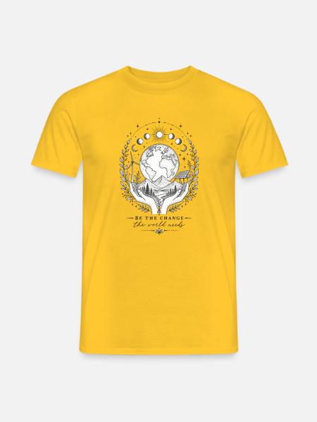 Erdkugel in Händen: Naturkraft - Männer T-Shirt - Gelb