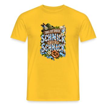 Schnick Schnack Bayerischer Spruch - Männer T-Shirt - Gelb - Vorne - AI Model Male 178 dark (178cm)