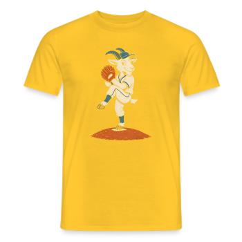 Baseball Pitcher Ziege auf dem Hügel Ballspieler - Männer T-Shirt - Gelb - Vorne - AI Model Male 178 dark (178cm)
