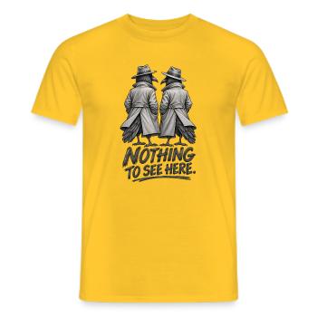 Hier gibt es nichts zu sehen – geheimnisvoller Krähenhumor - Männer T-Shirt - Gelb - Vorne - AI Model Male 178 dark (178cm)