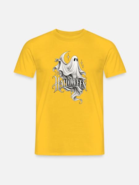 Geisterhafte Halloween-Schriftkunst - Männer T-Shirt - Gelb