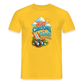 Wolkenbeobachtungshumor – Nur den Wolkensitz überprüfen - Männer T-Shirt - Gelb - Vorne - AI Model Male 178 dark (178cm)